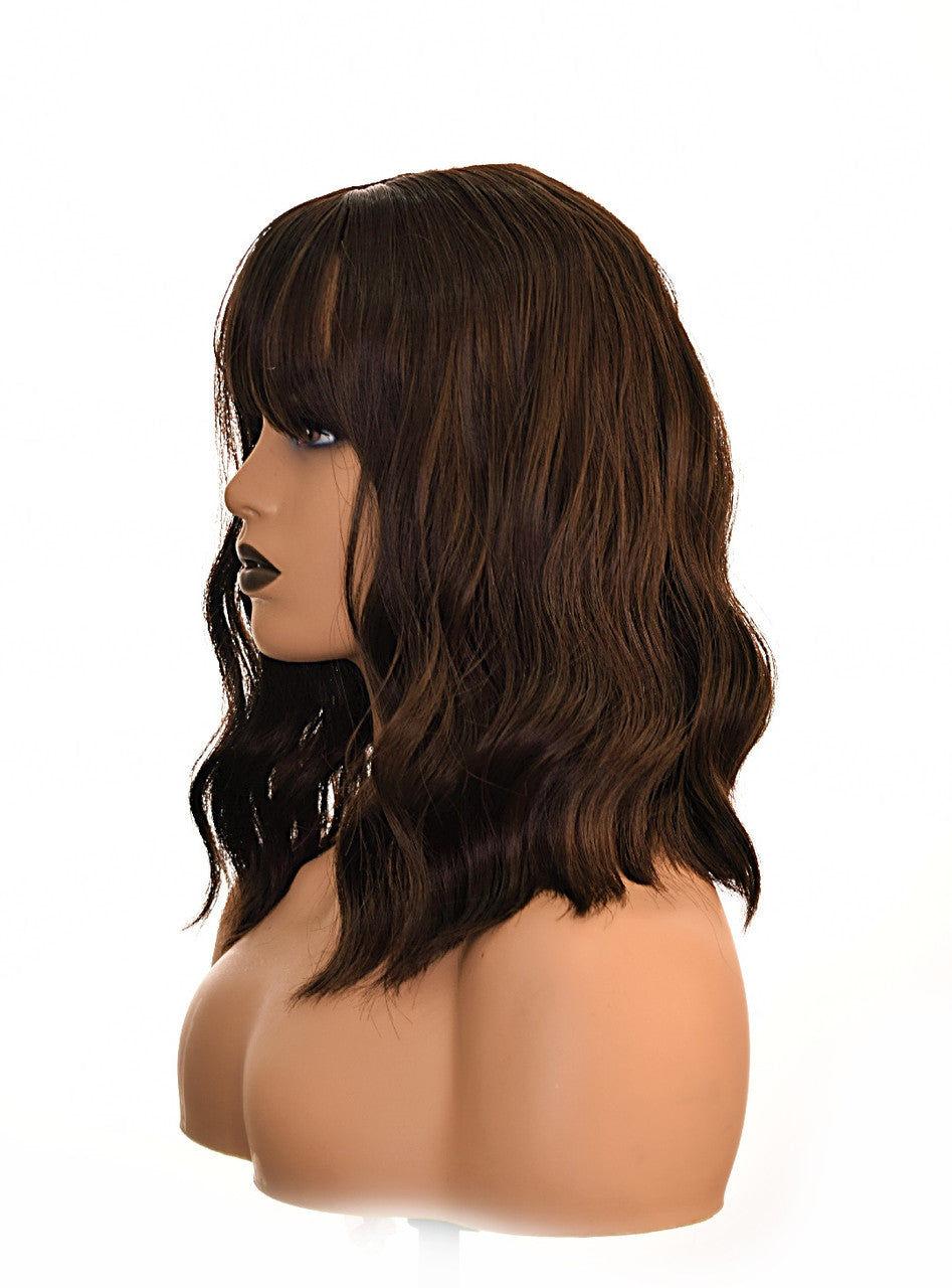 Dark Brown Wavy Wig With Fringe. Lolo