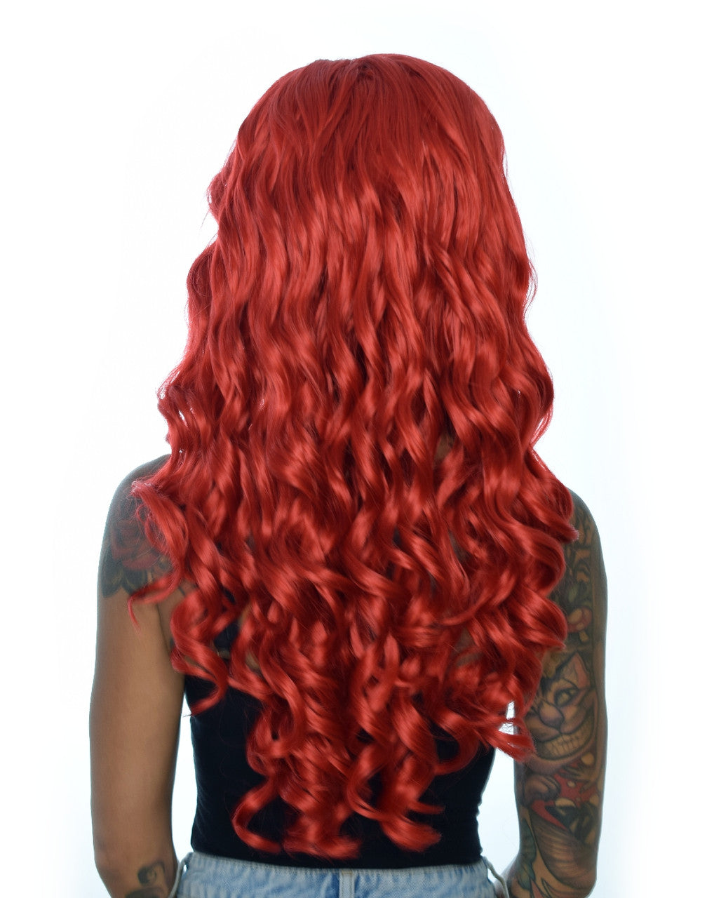 Burgundy Red Long Lace Front Wig.