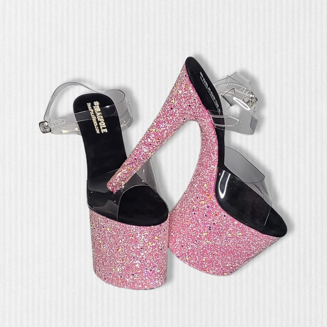 Pink Glitz Glitter Platform Stiletto Sandals