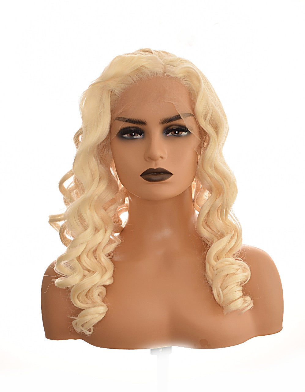 Platinum Blonde Curl Lace Front Wig. Larissa Wig.