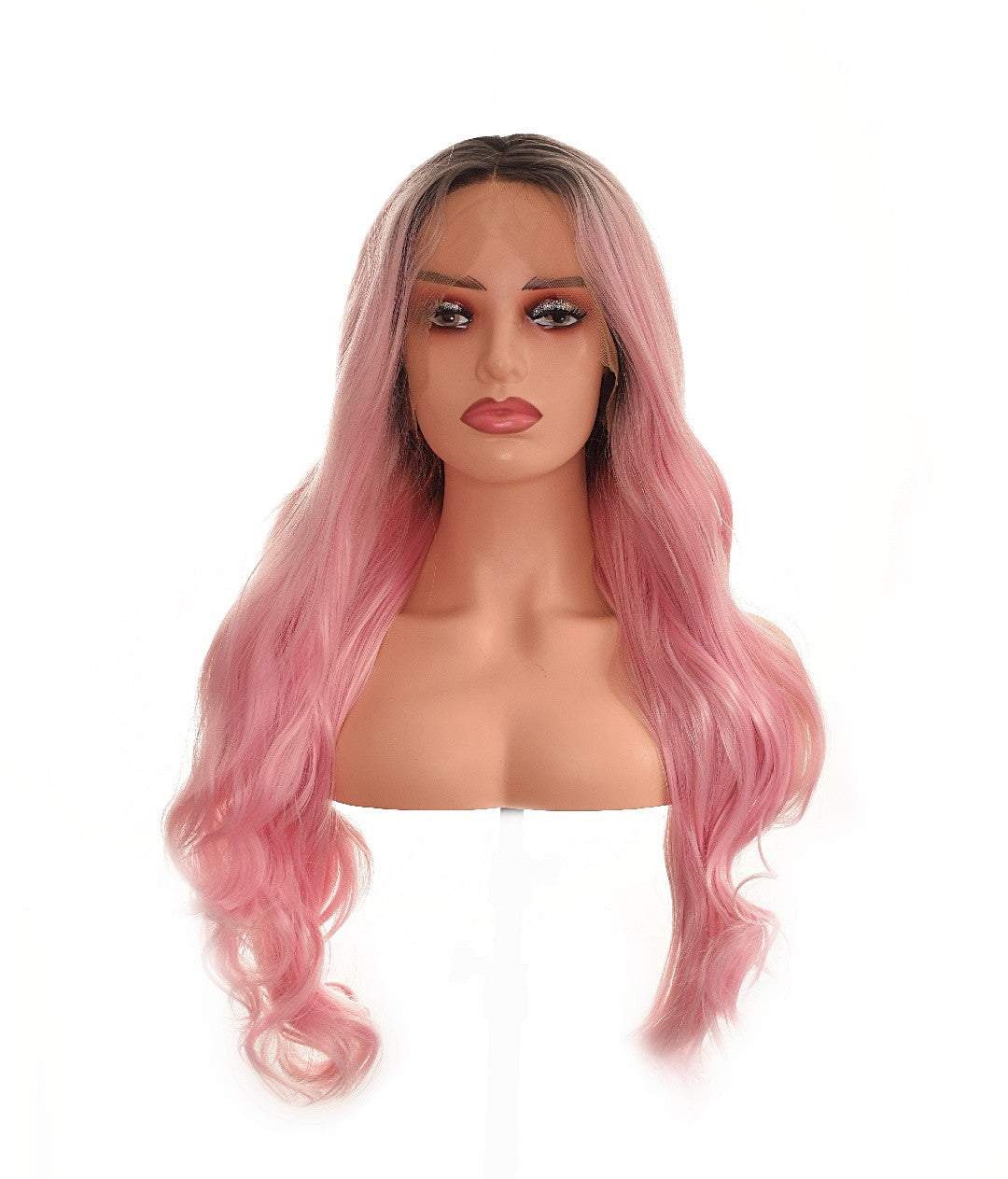 Candy Pastel Pink Long Lace Front Long Wig. Popsicle.