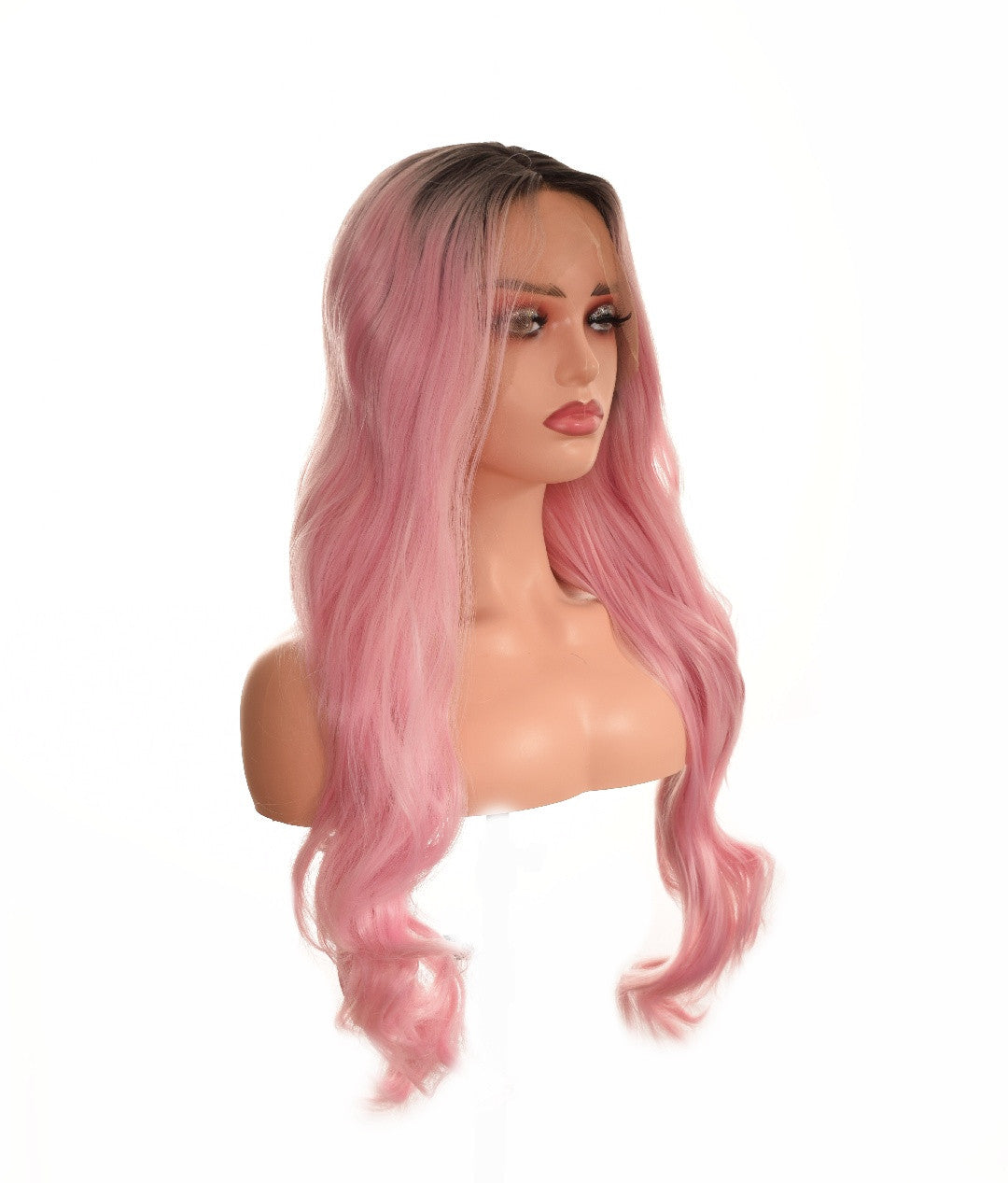 Candy Pastel Pink Long Lace Front Long Wig. Popsicle.