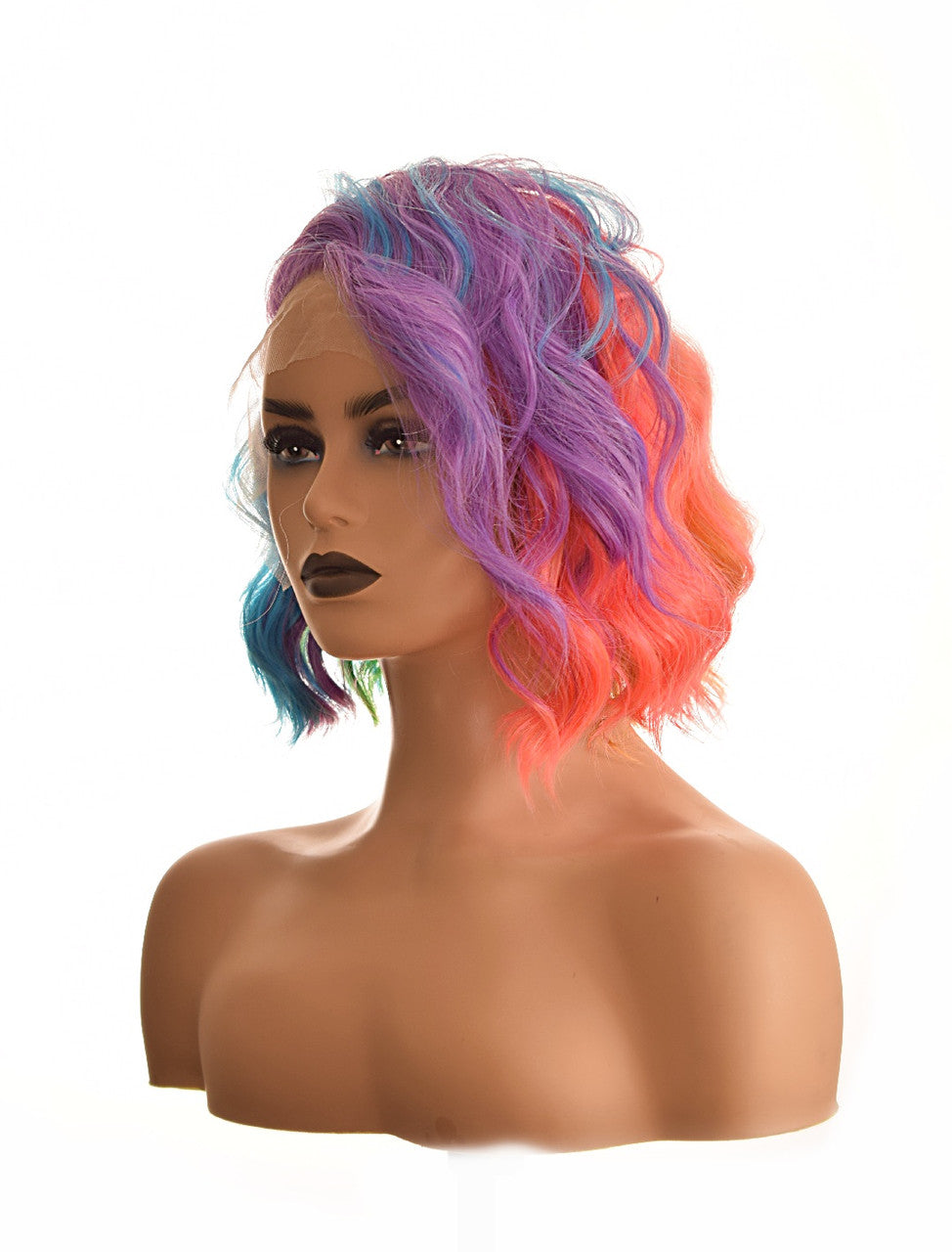 Rainbow Pride Lace Front Wavy Wig. Multi Shade SpillThe T Wig