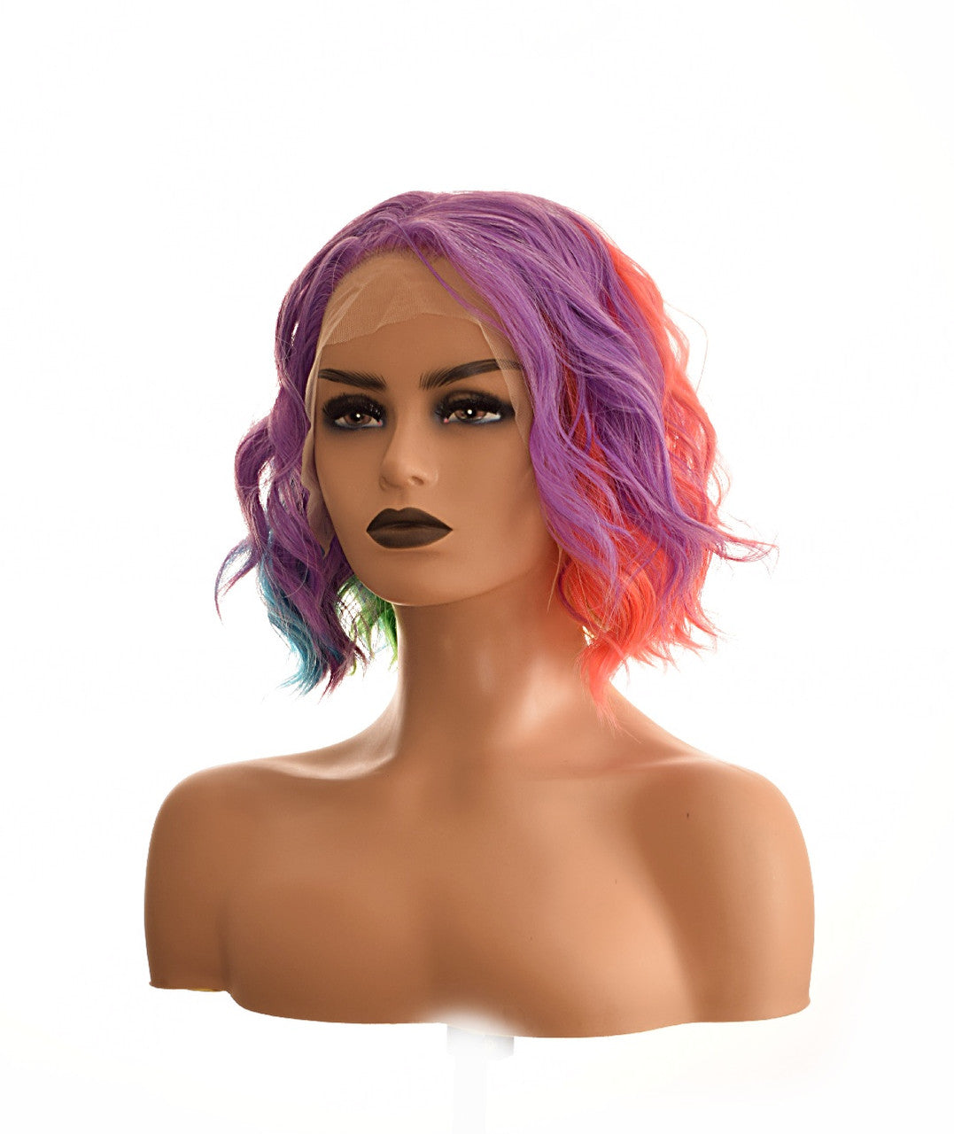 Rainbow Pride Lace Front Wavy Wig. Multi Shade SpillThe T Wig