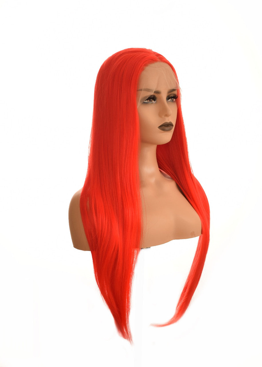 Pillarbox Red Long Lace Front Wig. Akane