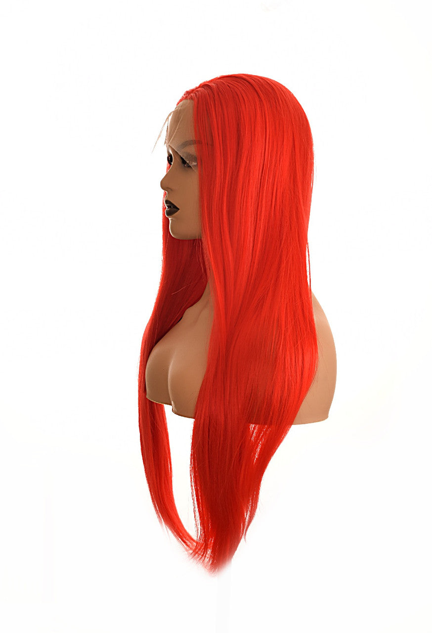Pillarbox Red Long Lace Front Wig. Akane