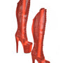 Over the knee Orange Red Snake Print Platform Boots. Vegan Leather. Red Anaconda