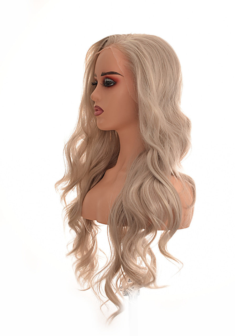 Silver Blonde Wavy Lace Front Wig. Molly