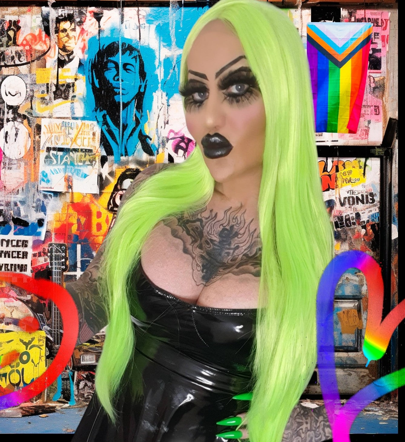 Neon Green Wig.