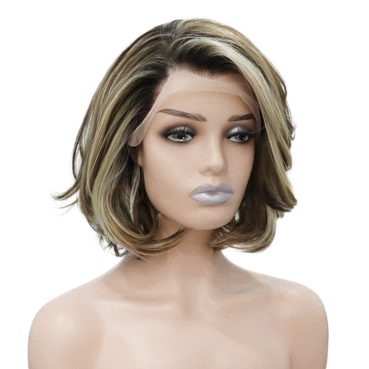 Brown & Blonde Butterfly Bob Lace Front Wig. Abigail