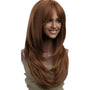 Cinnamon Auburn Brown Straight Layered Long Fringe Bangs Wig. Ally.