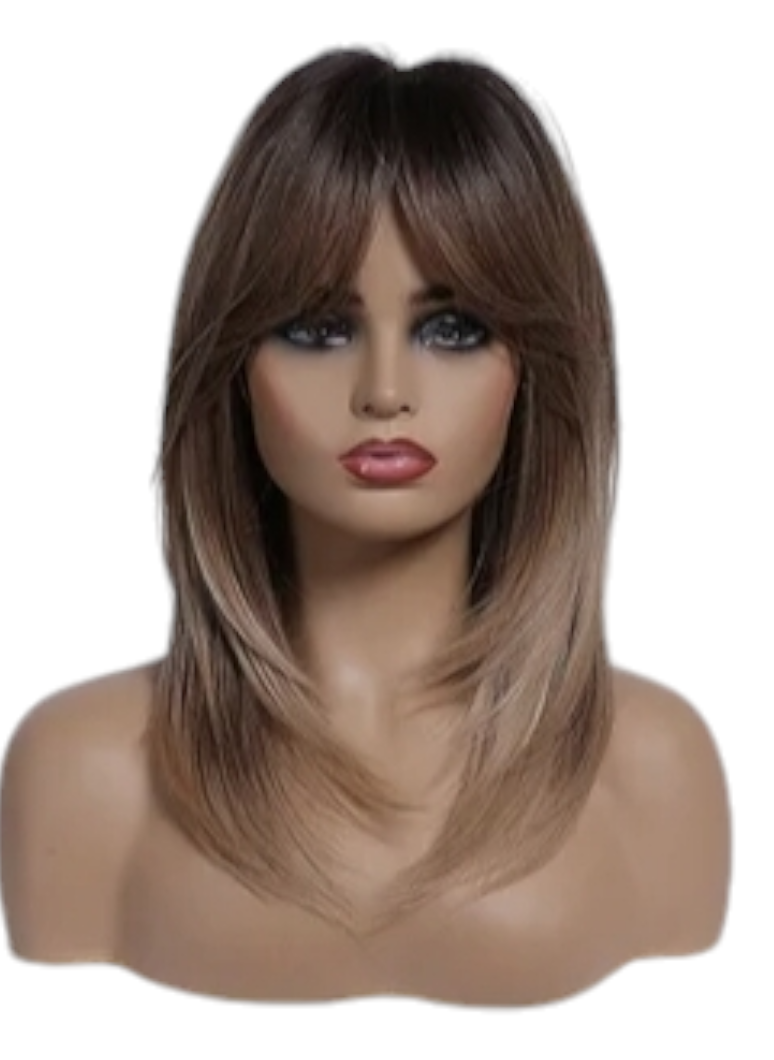 Ombre brown blonde synthetic wig