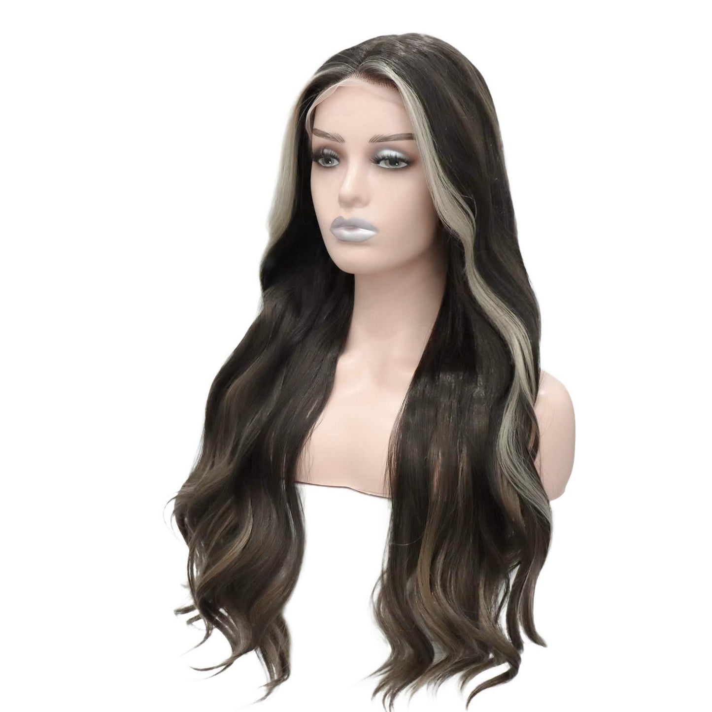 Streaked E-Girl Middle Part Bangs Lace Front Wig. Amal
