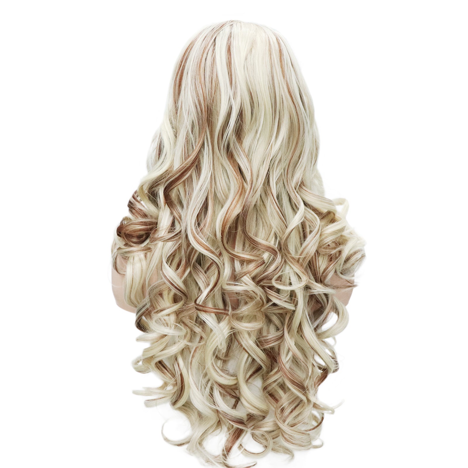 Blonde Caramel Brown Streaked Curly Lace Front Wig. Amari-CelebWigs