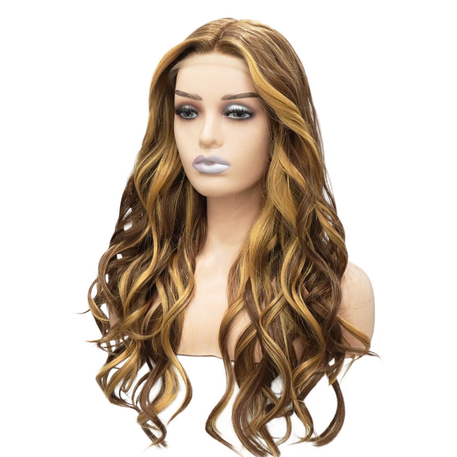 Wavy Caramel Ginger T Part Lace Front Wig. Angie-CelebWigs