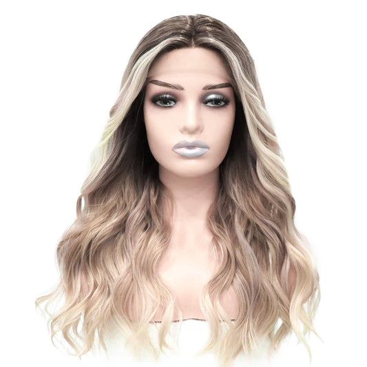 Blonde Ombre Fade Wavy Middle Part Lace Front Wig. Anna