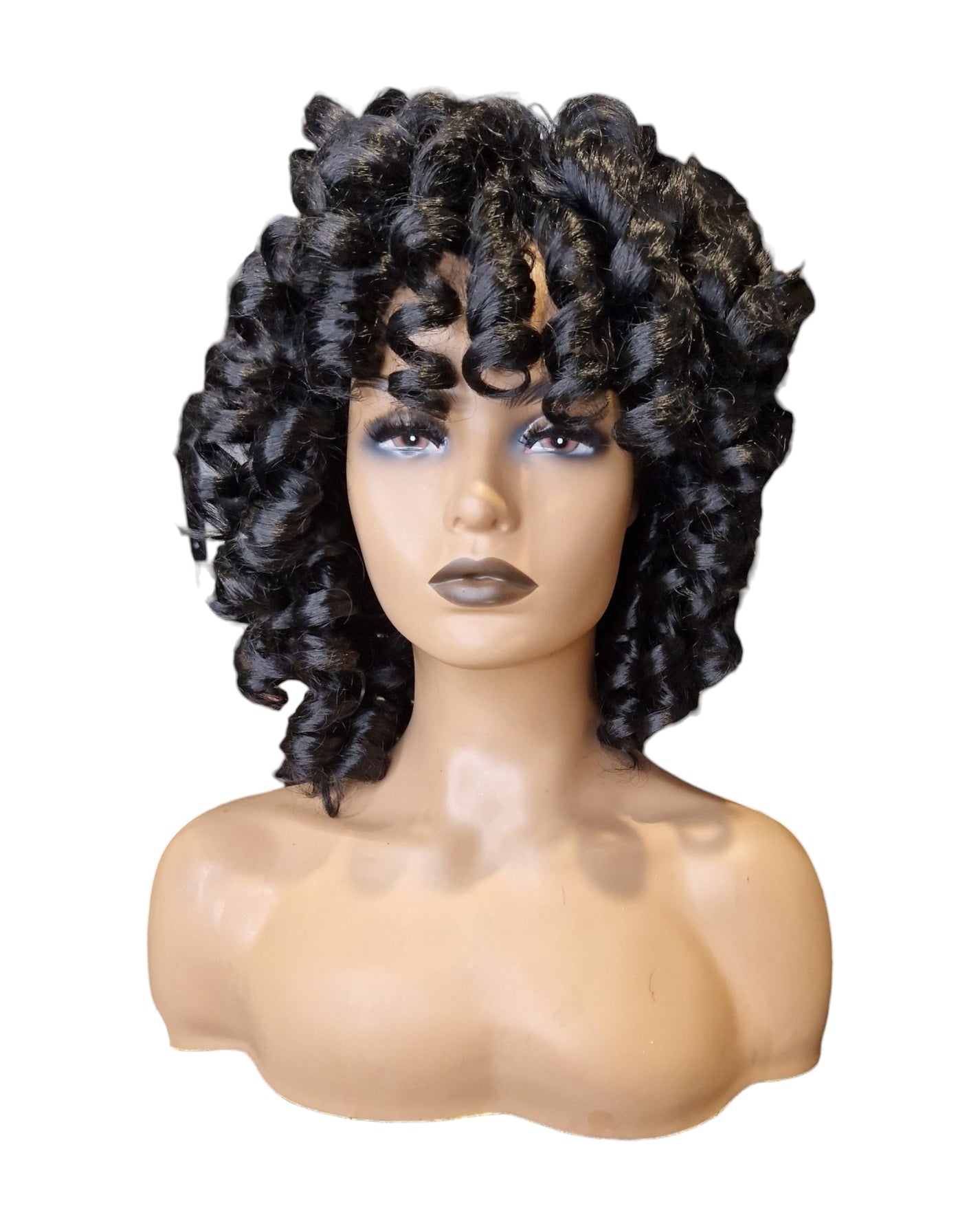 Black Corkscrew Coil Curls Wig. Shareen – CelebWigs