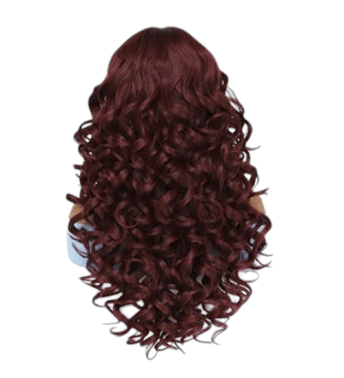 Burgundy Curly Lace Front Wig. Centre Part Wig. Zena