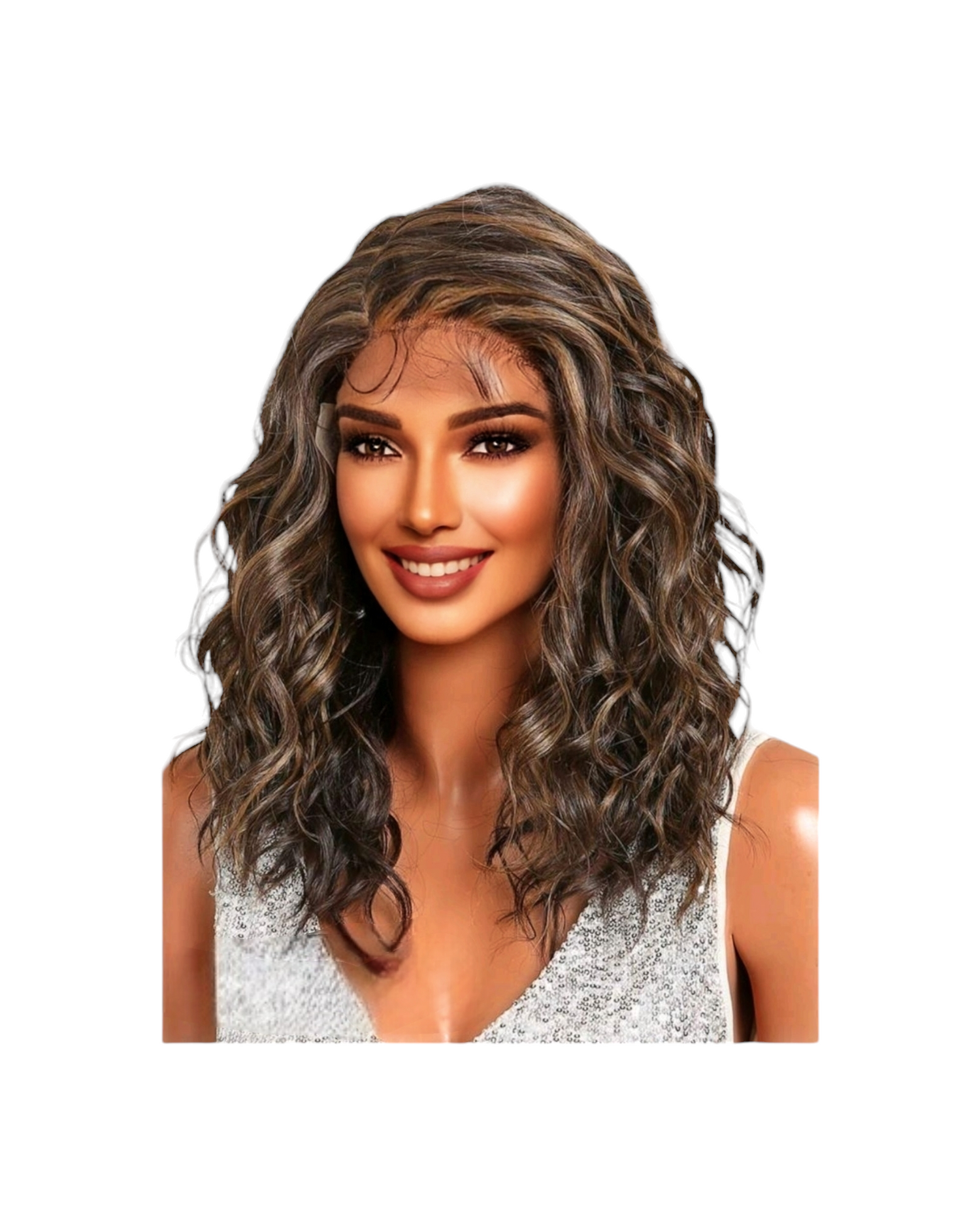 Wavy Brunette Lace Front Wig. Gabrielle.-CelebWigs