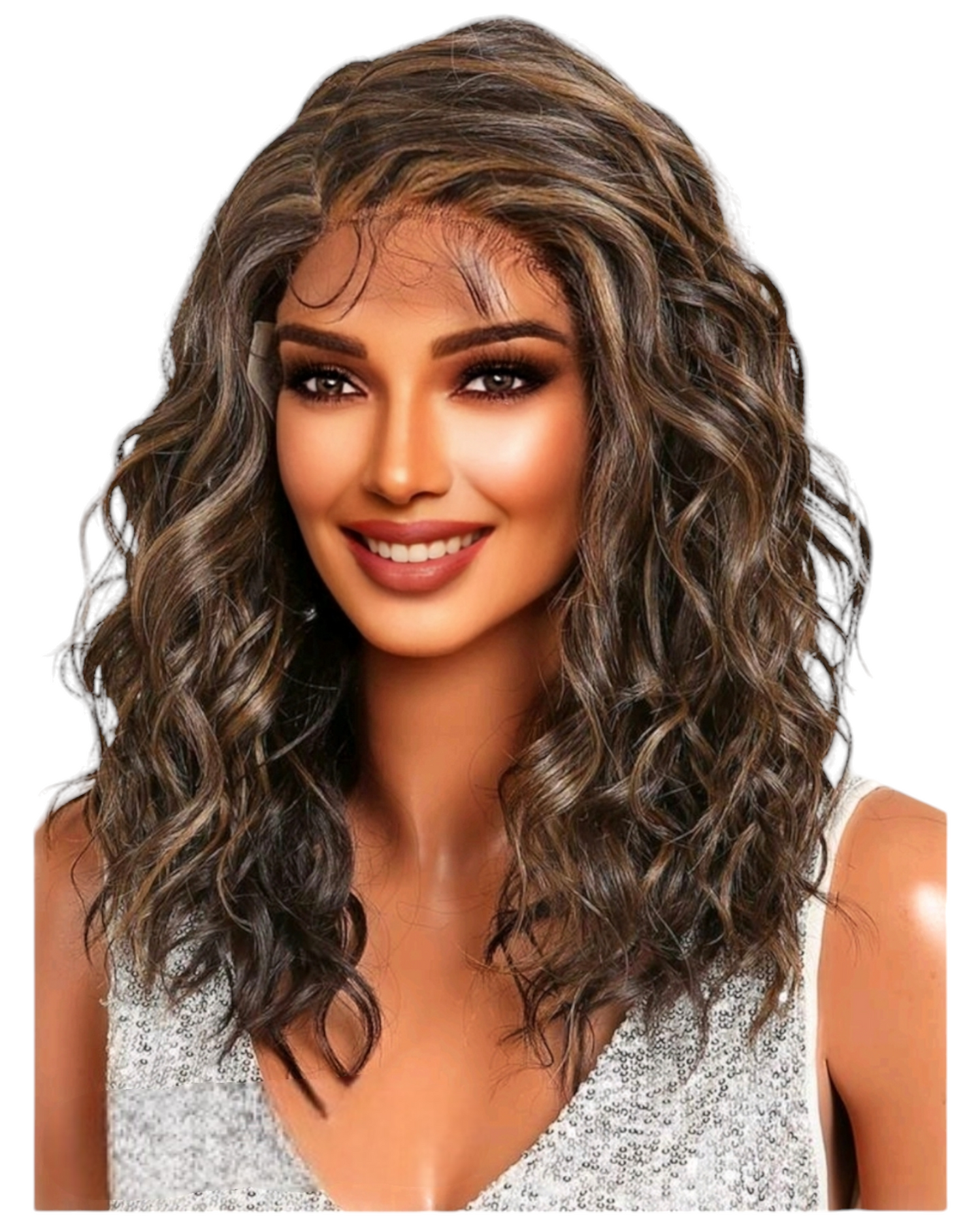 Wavy Brunette Lace Front Wig. Gabrielle.-CelebWigs