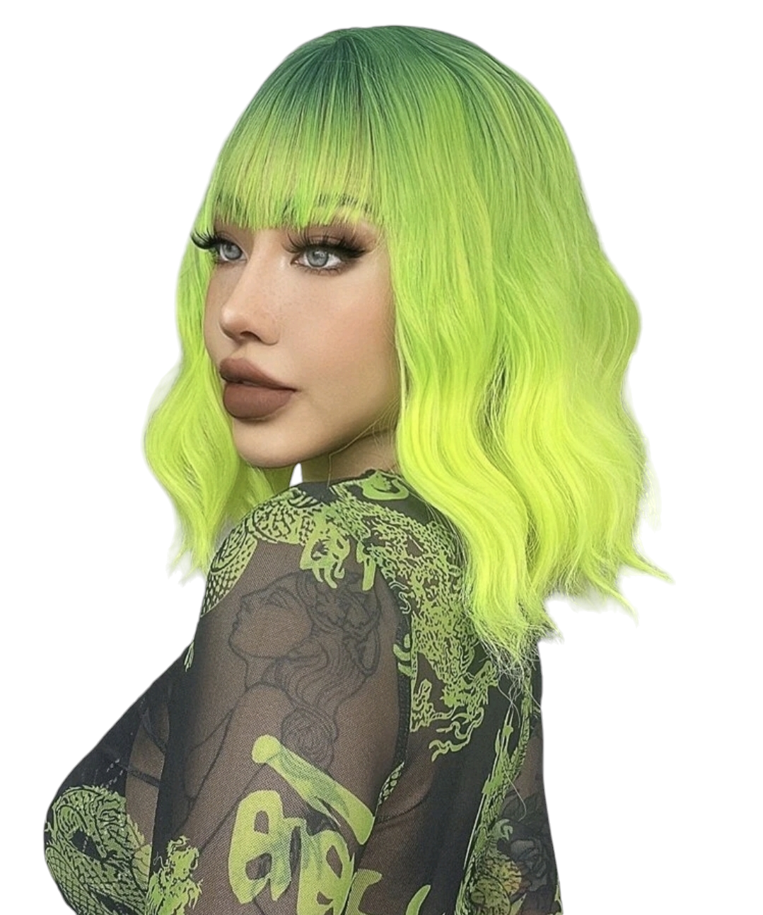 Green Ombre Wavy Wig