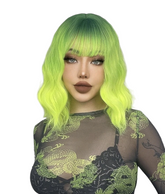 Green Ombre Wavy Wig With Fringe. Isabella-CelebWigs