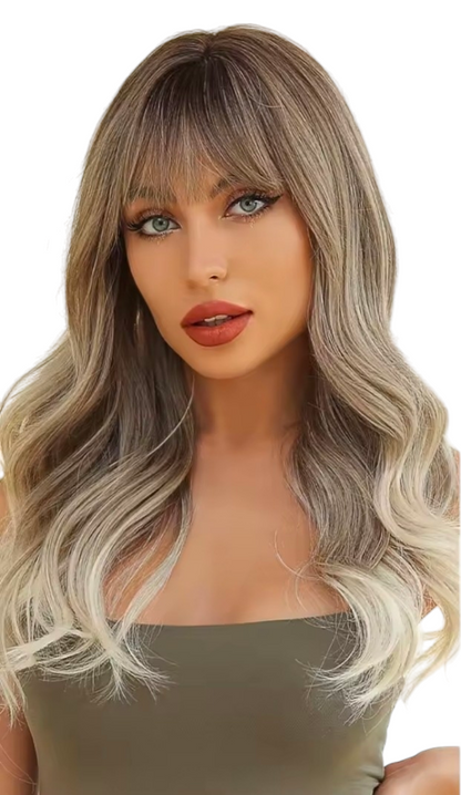 Ombre Silver Ash Blonde Wig With Fringe. Louisa