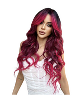 Red Purple Wavy Long Wig. Jaqui.-CelebWigs