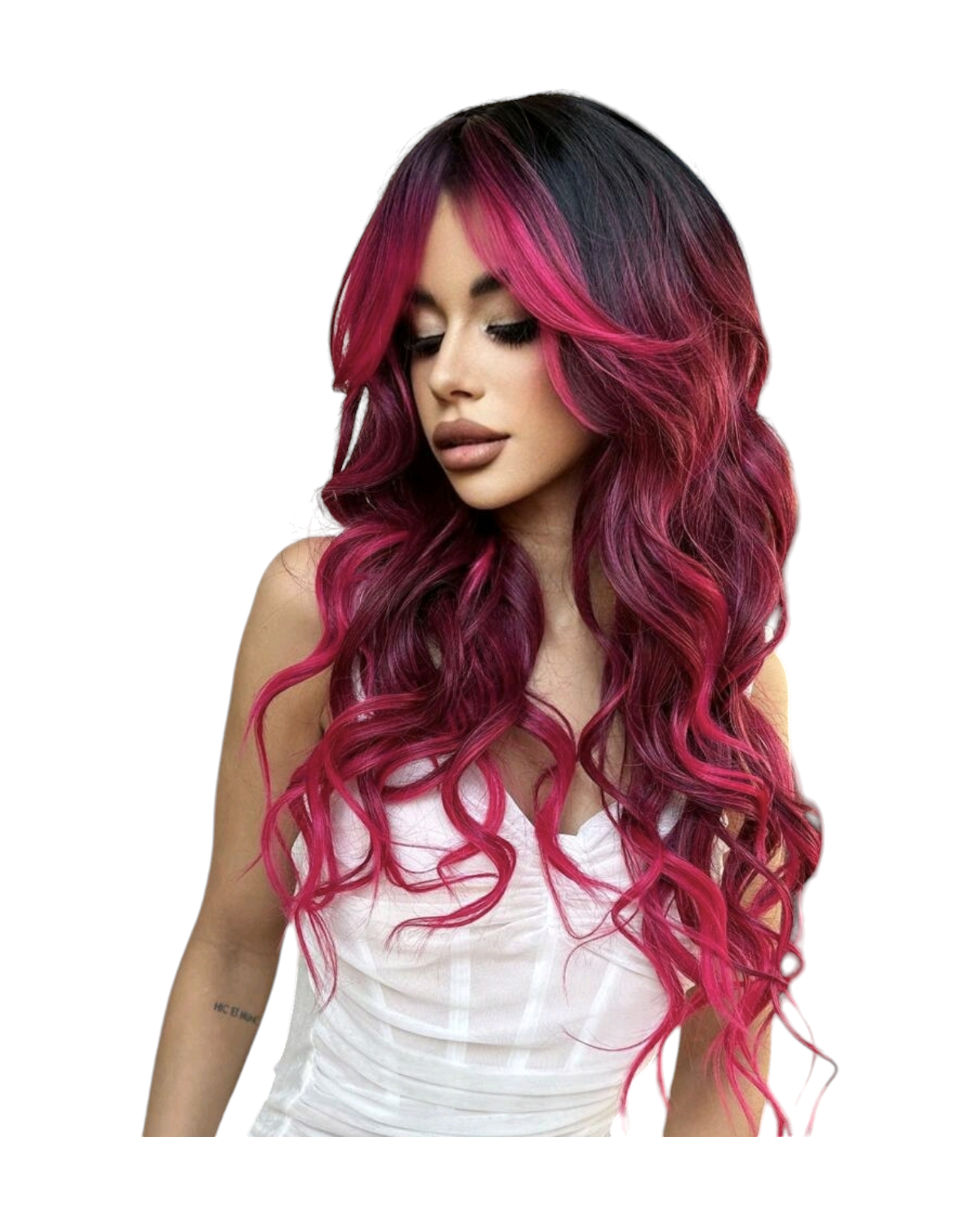 Red Purple Wavy Long Wig. Jaqui.-CelebWigs