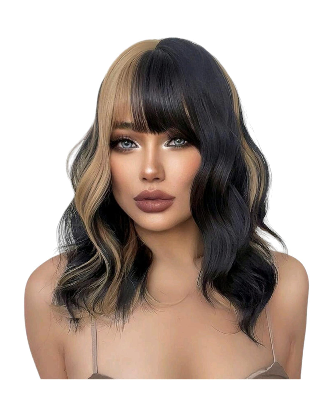 Blonde Black 2 Tone Wavy Bob Wig. Jojo.