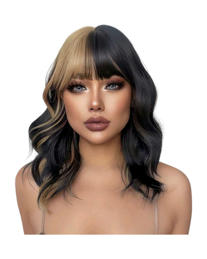 Blonde Black 2 Tone Wavy Bob Wig. Jojo.-CelebWigs