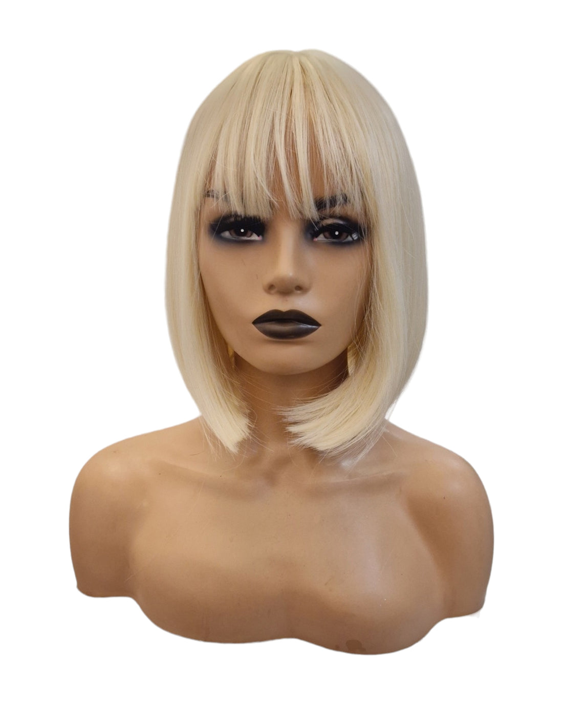 White Blonde Short Bob Wig With Fringe. Katie