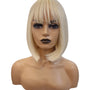 White Blonde Short Bob Wig With Fringe. Katie