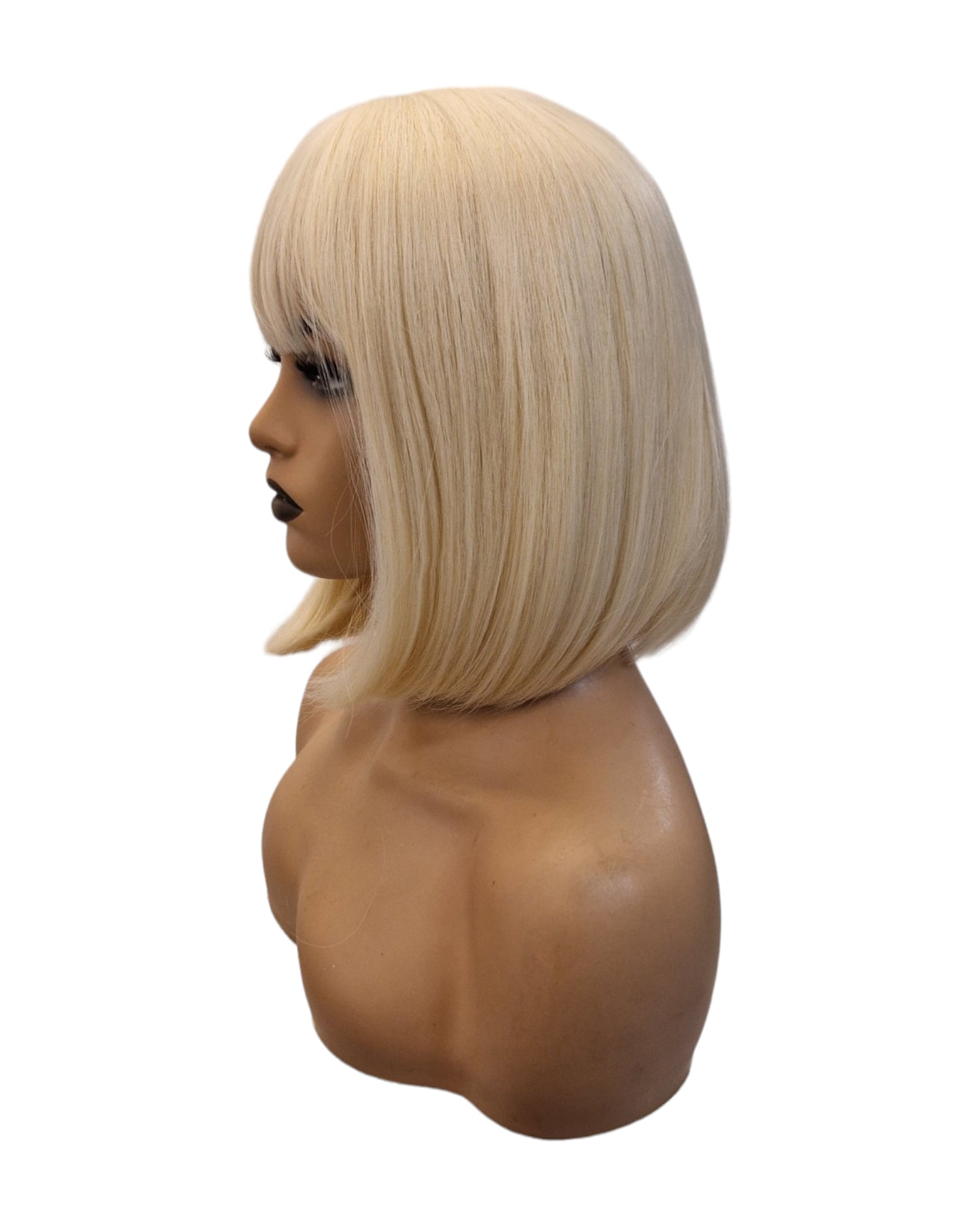 White Blonde Short Bob Wig With Fringe. Katie-CelebWigs