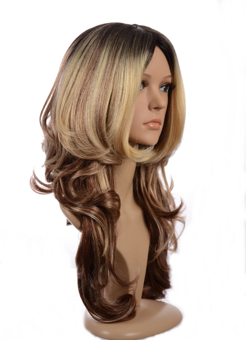 Chocolate Tri Tone Blonde Layered Kimberley Wig.