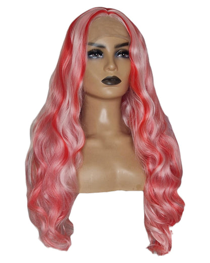 Strawberry Pink Streaked Lace Front Wig. Vox