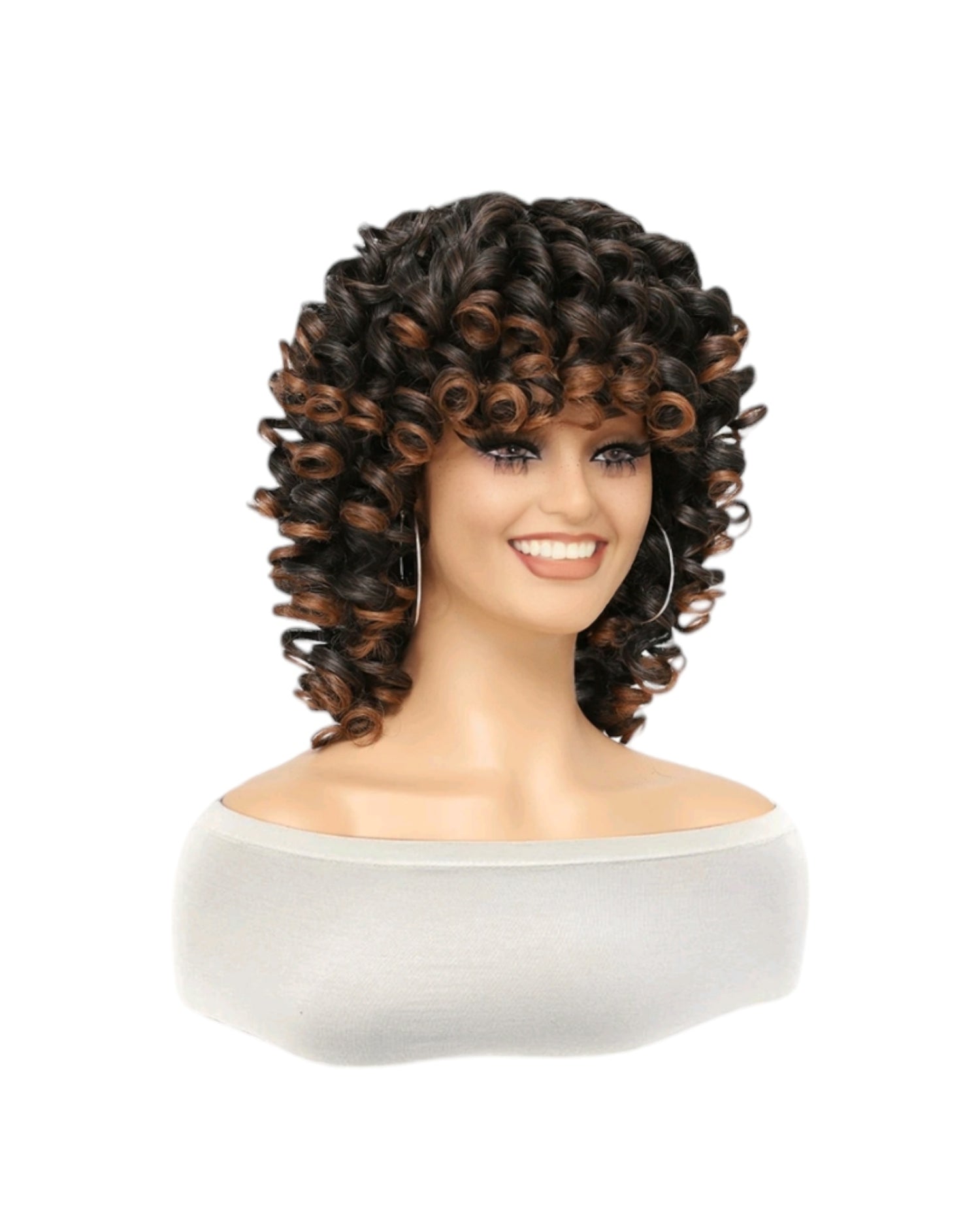 Brown Caramel Curls Bob Style Wig. Precious.-CelebWigs