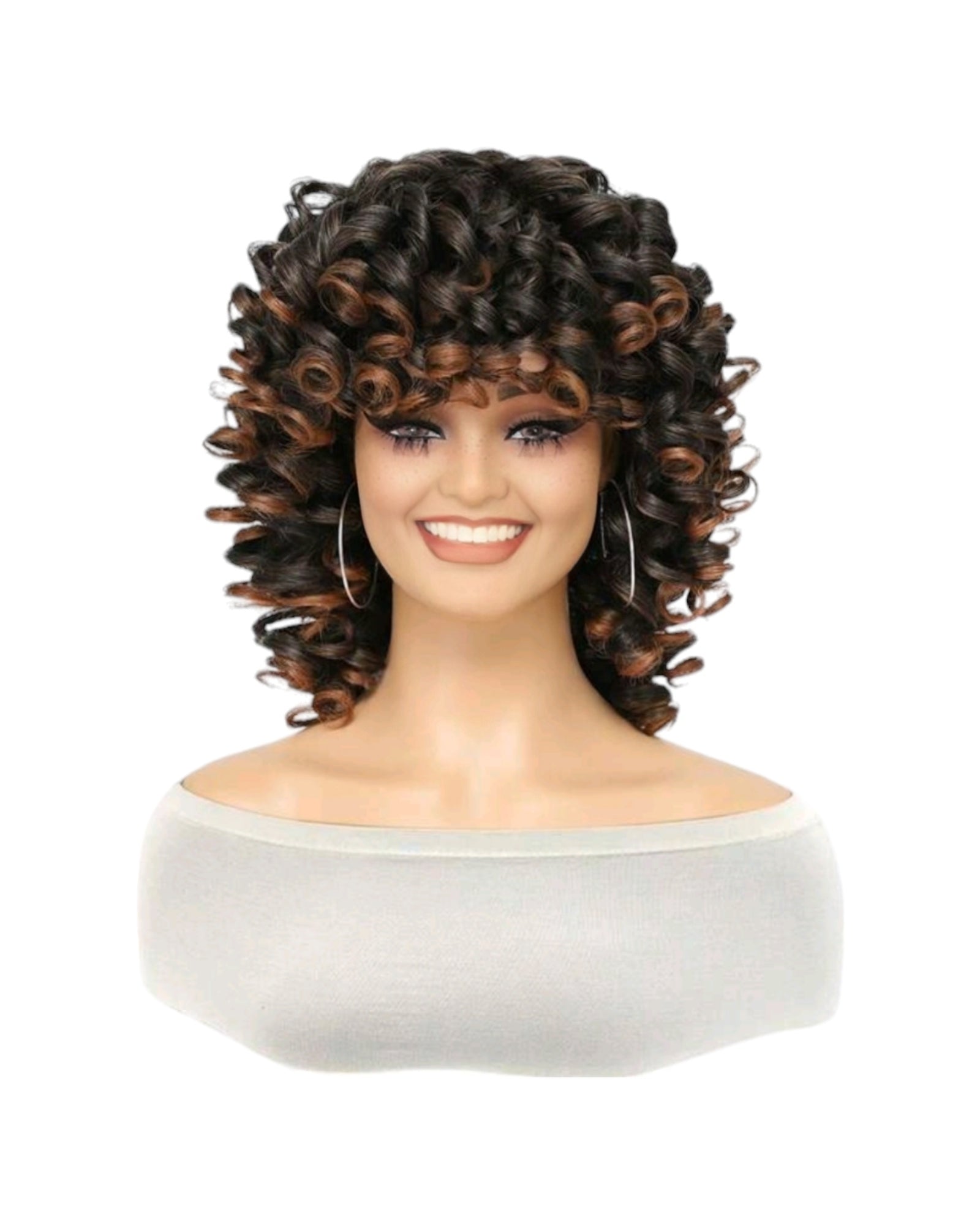 Brown Caramel Curls Bob Style Wig. Precious.-CelebWigs