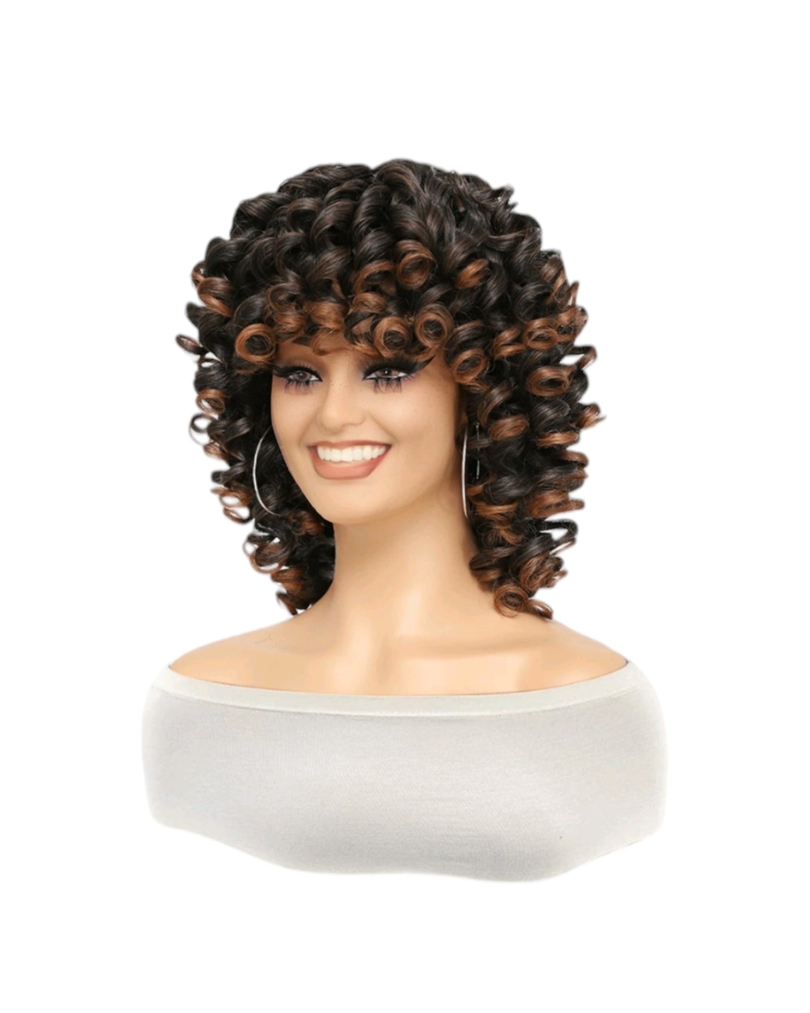 Brown Caramel Curls Bob Style Wig. Precious.-CelebWigs