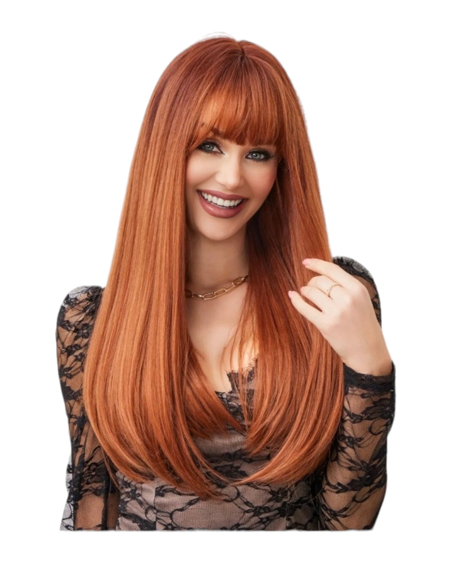 Auburn Ginger Layered Wavy Wig. Brooklyn-CelebWigs