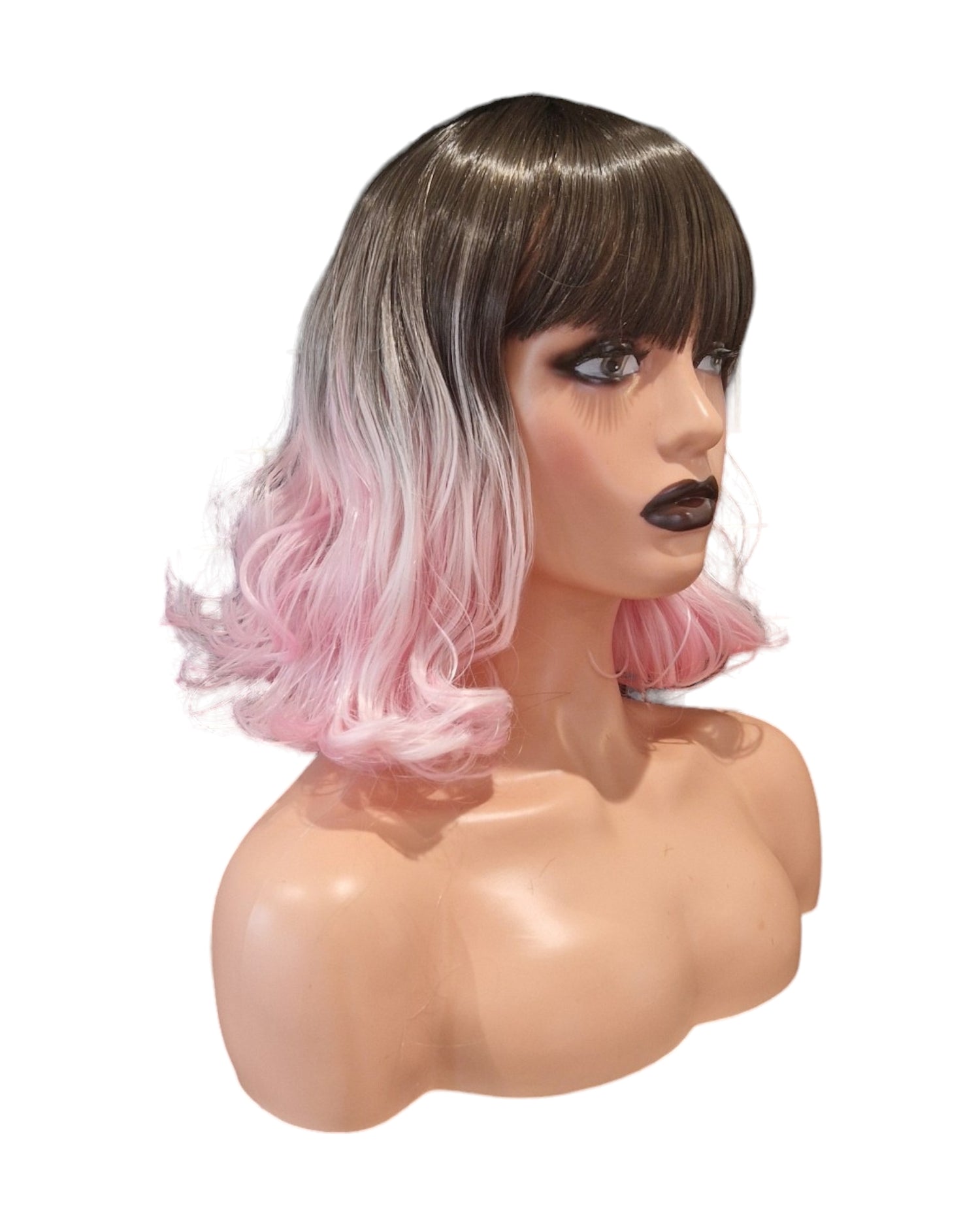 Pastel Pink Ombre Cosplay Bob Wig.-CelebWigs