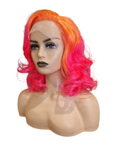 Neon Pink & Orange Marilyn Style Lace Front Wig. Vera-CelebWigs