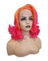 Neon Pink & Orange Marilyn Style Lace Front Wig. Vera-CelebWigs