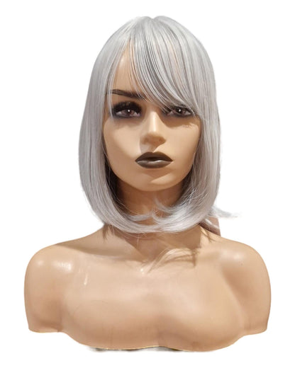 Mid Length Bob Wig. Silver Grey. Katie