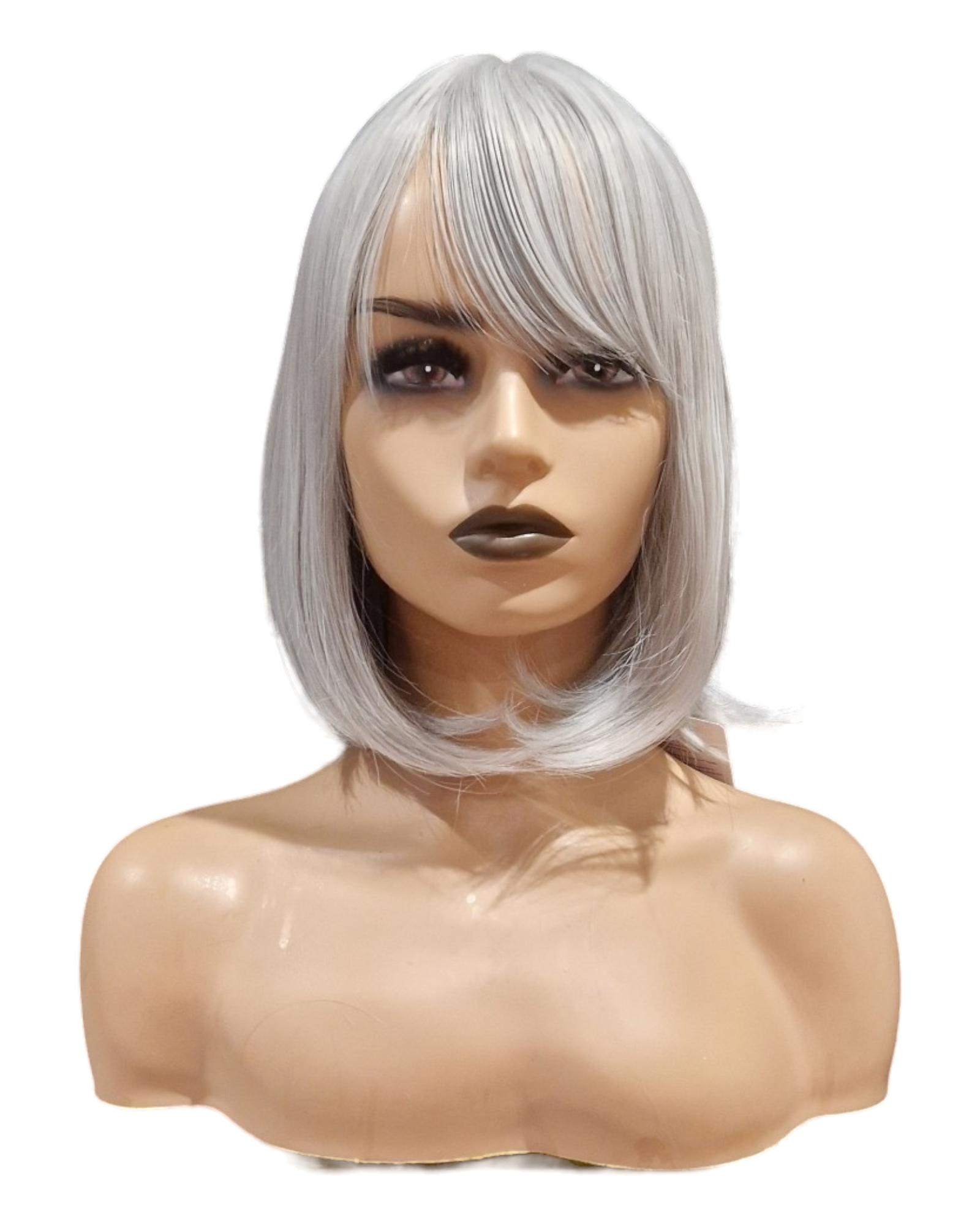 Mid Length Bob Wig. Silver Grey. Katie-CelebWigs