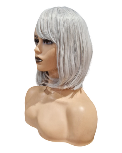 Mid Length Bob Wig. Silver Grey. Katie-CelebWigs