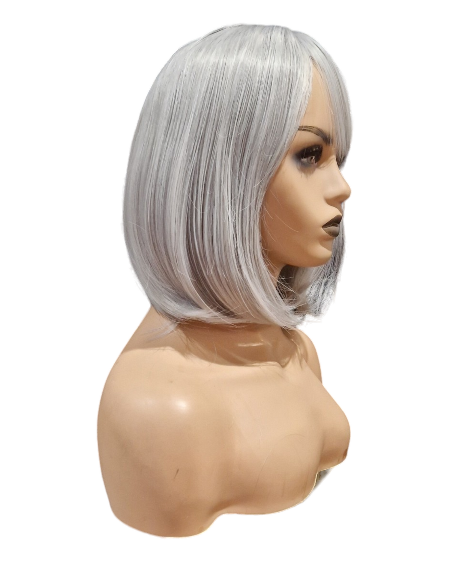 Mid Length Bob Wig. Silver Grey. Katie-CelebWigs