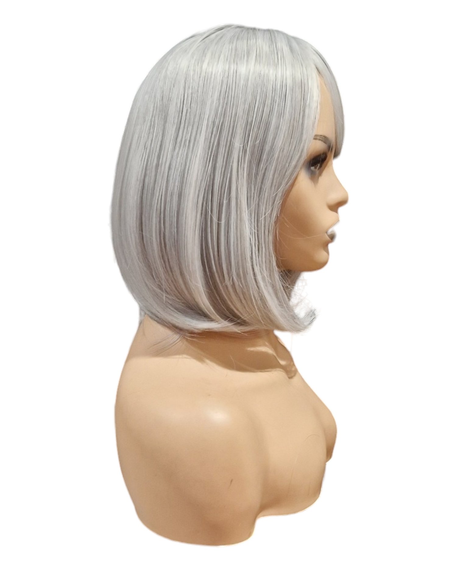 Mid Length Bob Wig. Silver Grey. Katie-CelebWigs