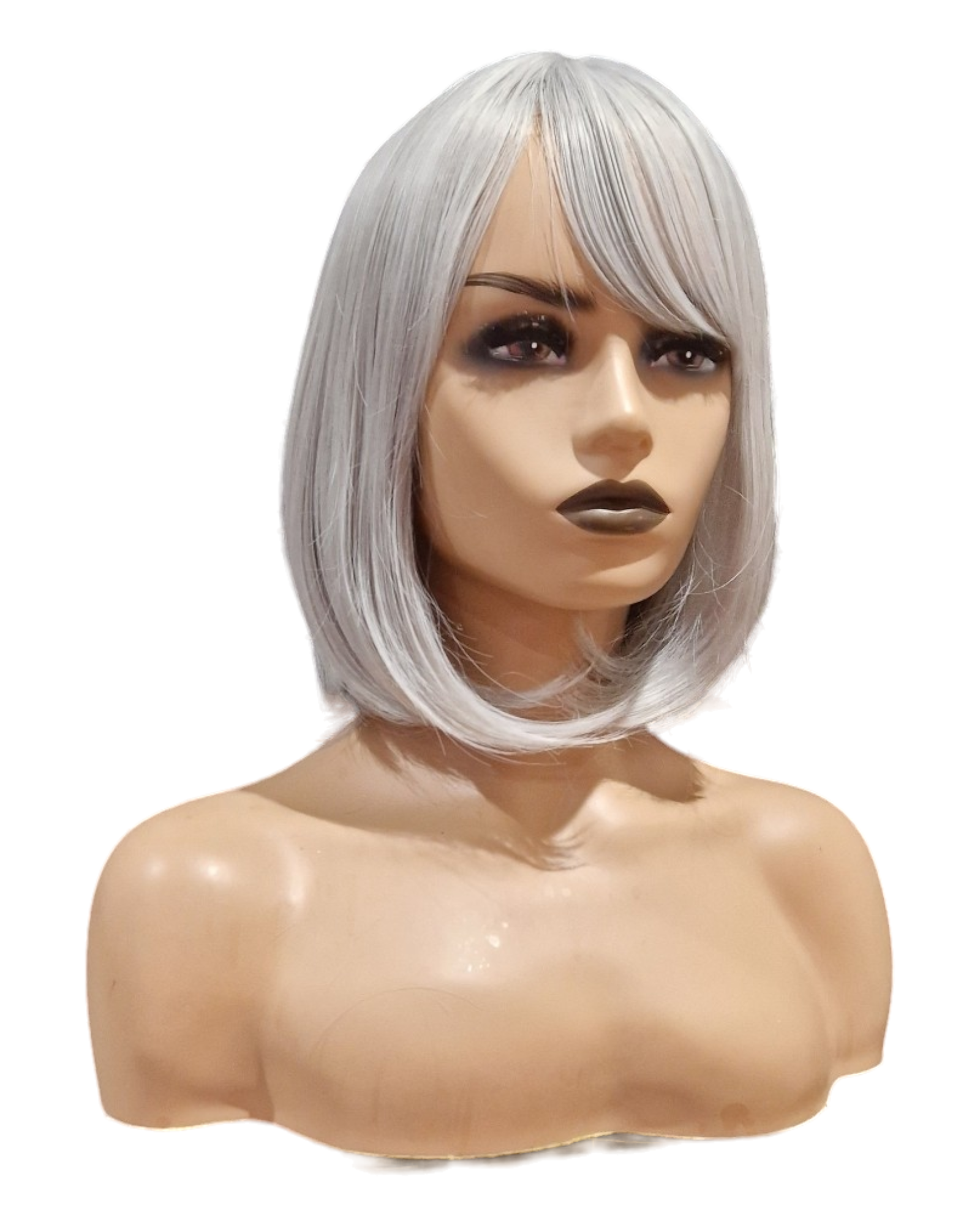 Mid Length Bob Wig. Silver Grey. Katie-CelebWigs