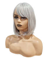 Mid Length Bob Wig. Silver Grey. Katie-CelebWigs